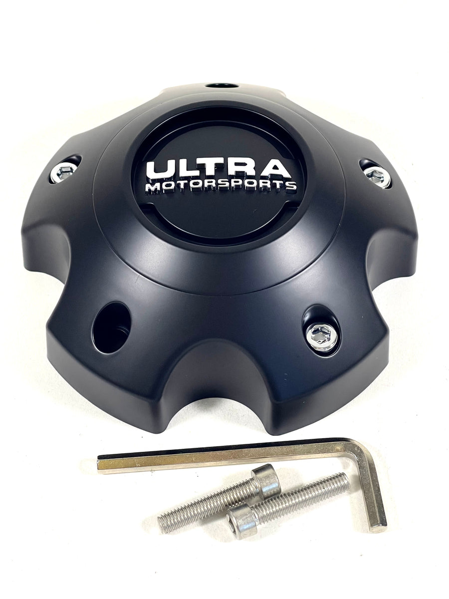 Ultra Motorsports 89-9765 Flat Black Wheel Center Cap – 6 Lug – Matte Finish With Bolts