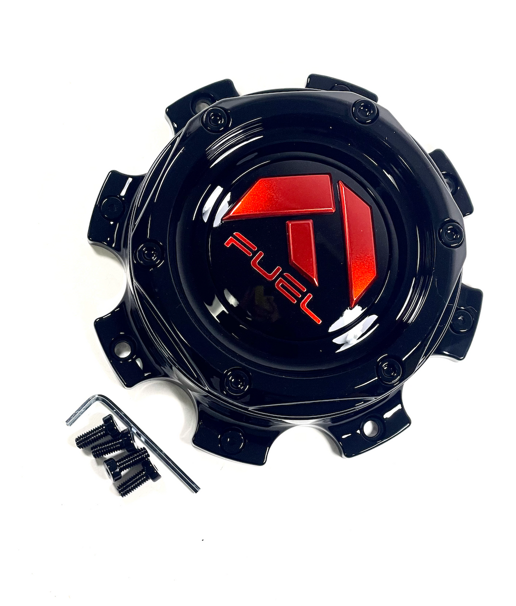 Fuel Offroad Wheels Gloss Black Red Logo Custom Wheel Center Cap 100