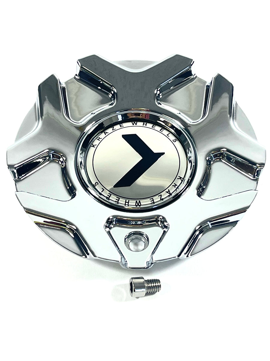 Kraze Wheel Rim Center Hub Cap ClosedEnd BoltOn Chrome C10676C 6