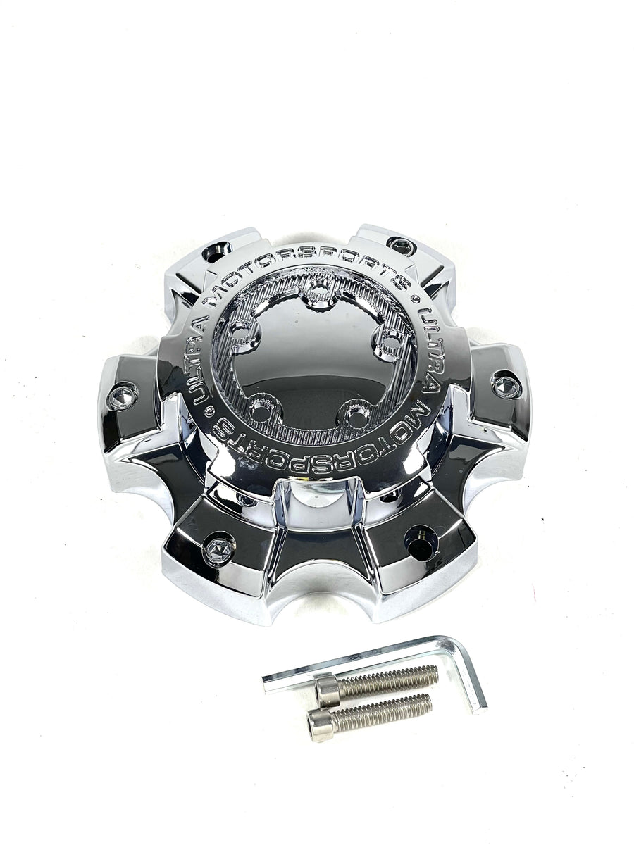 Ultra Motorsports Chrome Center Cap – 6 Lug, 6x5.5 Bolt Pattern, 5-3/8" Diameter, 2" Height, 89-9865, Hardware Included