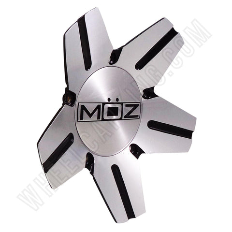 Moz 938-AL-CAP Wheels Silver/Black Custom Wheel Center Caps NEW! (4 CAPS) - Wheelcapking