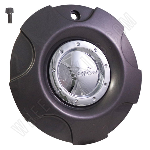 Raceline Wheels Gray / Chrome Custom Wheel Center Caps # 53581775F-2 / 53581775F-1B (1 CAP) - Wheelcapking
