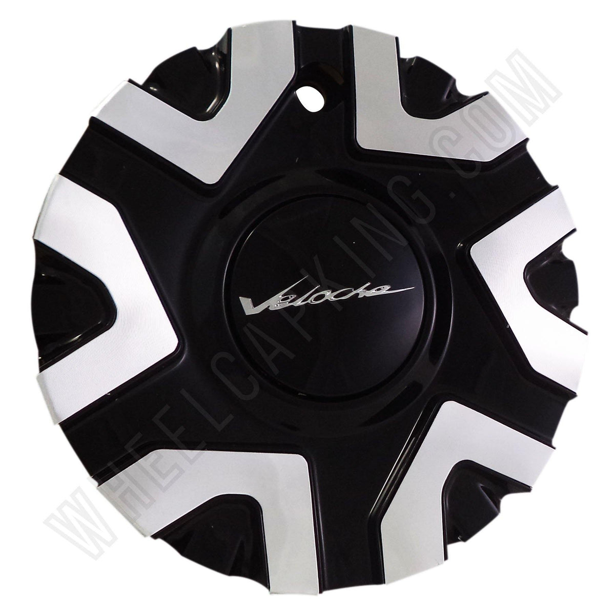 Veloche Wheels C10575B Gloss Black/Silver Custom Wheel Center Caps (4