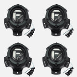 Fuel Wheels Matte Black Wheel Center Cap Caps # 1004-72MB / 1004-36  (4 CAPS) + BOLTS