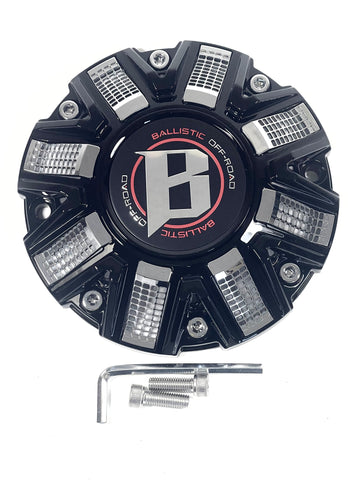 Ballistic Off-Road Gloss Black Chrome Wheel Center Cap CAP OR-D2 CAP OR-D (4 CAPS) + SCREWS