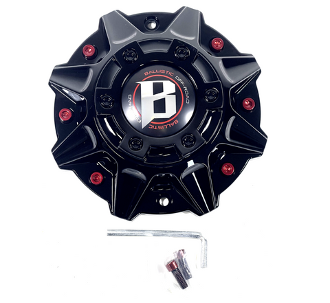 Ballistic 845 Morax LG1208-33 SGD0010 Gloss Black / Red Wheel Center Cap WXORGB (4 CAPS)