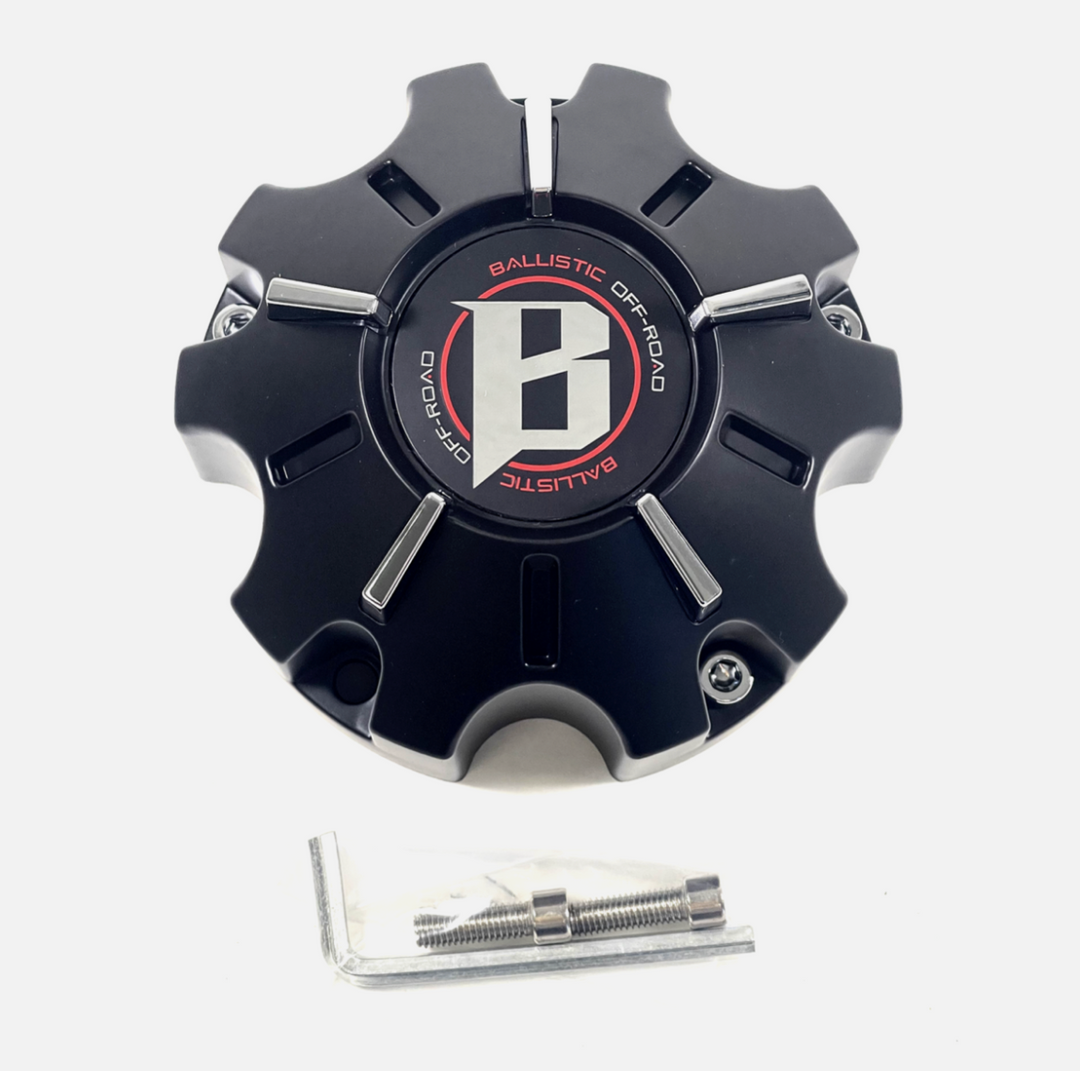 Ballistic Wheel Center Cap - Black, 8-Lug, Fits WX05 Series Wheels (Part CAO-WX05-165.1-170-8H)