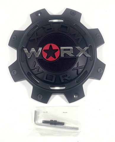 Worx / Ultra Alloy Wheels Matte Black Wheel Center Cap # WRX-8899FSB 30171765F-1 +SCREWS