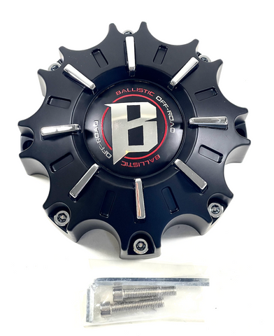 Ballistic Off-Road Wheel Center Cap Matte Black 8 Lug WX-11-CAP SGD0010 (4 CAPS) + SCREWS