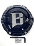 Ballistic Off-Road Gloss Black / Chrome Logo Wheel Center Cap CAP OR_VD + BOLTS