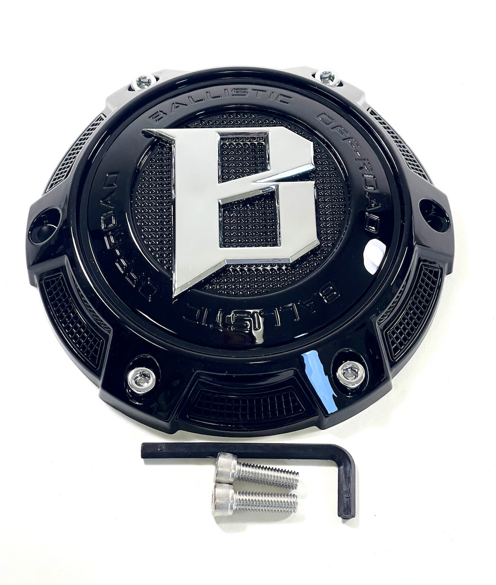 Ballistic Off-Road Gloss Black / Chrome Logo Wheel Center Cap (4 CAPS ...