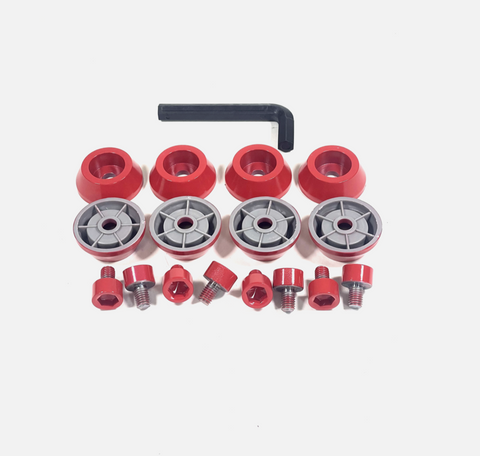 Ballistic Jester 814 Gloss Red Trim Short Bolt Cone Washer 8 PCS Kit + Hardware