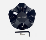 Cratus Wheels Gloss Black Wheel Center Cap # CR-101 (4 CAPS) + BOLTS