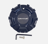 Cratus Wheels Matte Black Custom Wheel Center Cap # CR 106-CAR (4 CAPS) + SCREWS