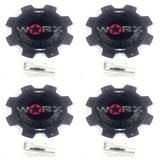 Worx / Ultra Alloy Wheels Matte Black Wheel Center Cap # WRX-8899FSB 30171765F-1 (4 CAPS) +SCREWS