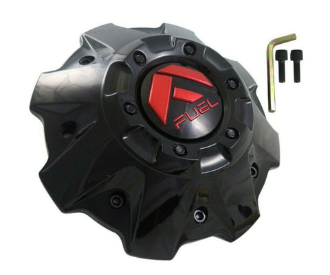Fuel Offroad Wheels Gloss Black / Red Logo Wheel Center Cap # 1001-63GBQ M-447 5-6 LUG (4 CAPS)