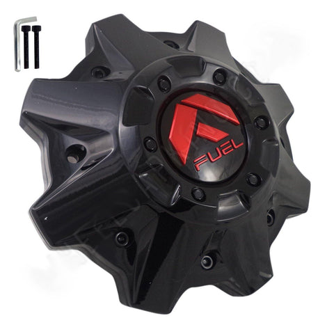 Fuel Offroad Wheel Gloss Black/Red Logo Wheel Center Cap 8 Lug # 1002-53GBQ / M-698 (4 CAPS) NEW - Wheelcapking