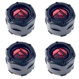 Fuel Off-Road Matte Black Wheel Center Hub Cap Gloss Red Logo # 1003-47MBQ (4 CAPS)