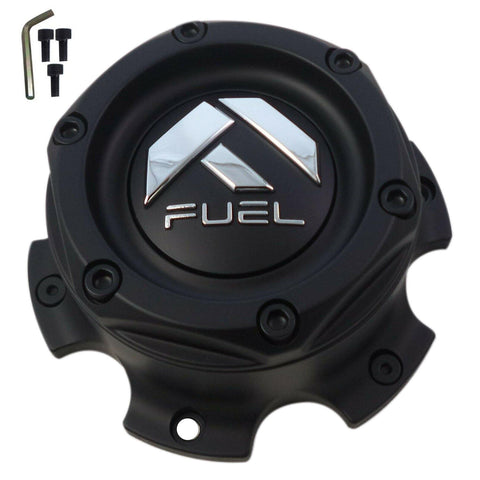 Fuel Wheels Flat Black Custom Center Cap # 1004-27MB / 1004-26 NEW (4 CAPS) - Wheelcapking