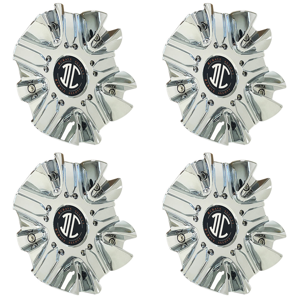 2Crave Matte Black/Chrome Top 6-Lug Wheel Center Caps – NX-6H-A-UP, Set Of 2