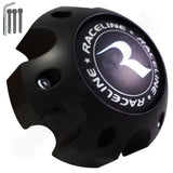 Raceline Wheels Flat Black Custom Wheel Center Caps # PD-CAPSX-P981-6H2 / 311163 (4 CAPS) 6 LUG