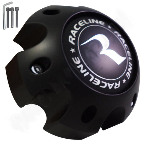 Raceline Wheels Flat Black Custom Wheel Center Caps # PD-CAPSX-P981-6H2 / 311163 (4 CAPS) 6 LUG
