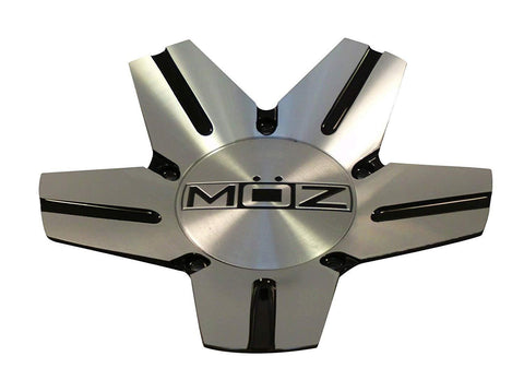 Moz Wheels 938-AL-CAP Silver / Black Metal Custom Wheel Center Caps (Set of 4) - Wheelcapking