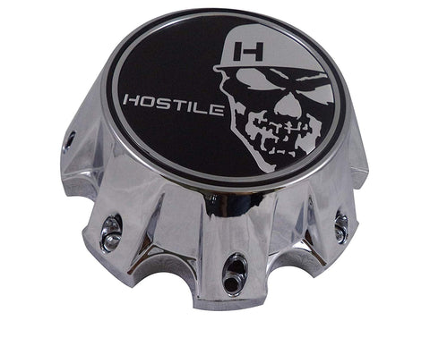 Hostile Wheels Chrome/Black Skull Logo Custom Center Cap # HC-8006 (1 Cap)