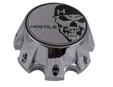Hostile Wheels Chrome/Chrome Skull Logo Custom Center Cap # HC-8006 (1 Cap)
