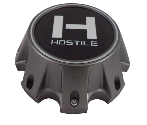 Hostile Wheels Grey/Black H Logo Custom Center Cap # HC-8006 (1)