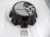 Hostile Wheels Gloss Black/Chrome Skull Logo Custom Center Cap # HC-8006 (1)