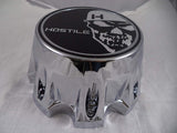 Hostile Wheels Chrome/Black Skull Logo Custom Center Cap # HC-8004 (1 Cap)