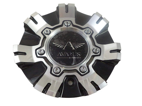 Avarus # M-355-2 / TL CAP M-355-1 Machine Black / Chrome Custom Wheel Center Cap (1 CAP) - Wheelcapking