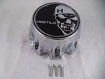 Hostile Wheels Chrome/Black Skull Logo Custom Center Cap # HC-8004 (1 Cap)