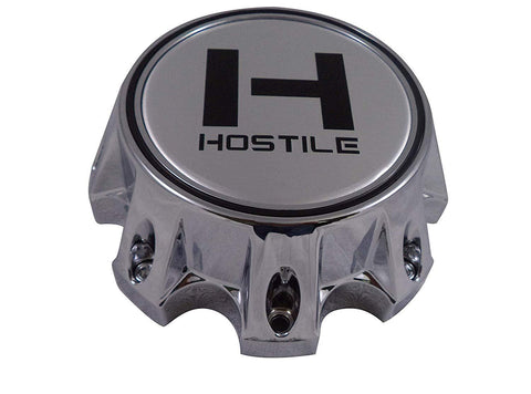 Hostile Wheels Chrome/Chrome H Logo Custom Center Cap # HC-8003 (4 CAPS) - Wheelcapking
