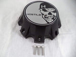 Hostile Wheels Satin Black/Chrome Skull Logo Custom Center Cap # HC-8006 (1)
