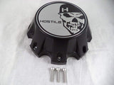 Hostile Wheels Satin Black/Chrome Skull Logo Custom Center Cap # HC-8006 (1)
