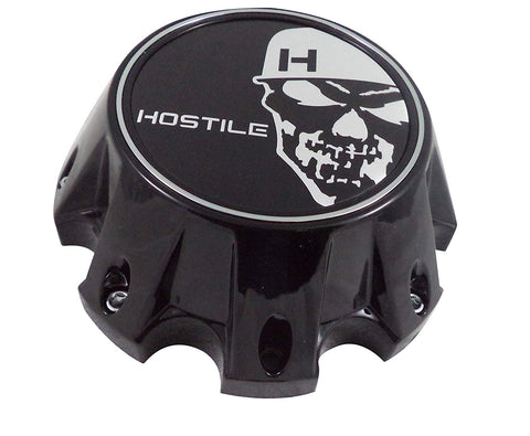 Hostile Wheels Gloss Black/Black Skull Logo Custom Center Cap # HC-8006 (1)