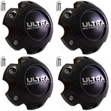 Ultra Motorsports Wheels Gloss Black Wheel Center Cap Caps # 89-9765 (4 CAPS) 6 LUG