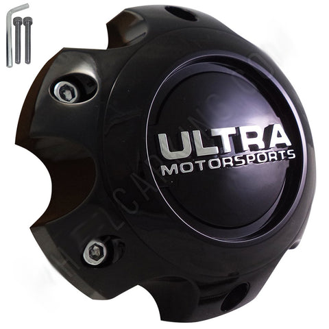 Ultra Motorsports Wheels Gloss Black Wheel Center Cap Caps # 89-9765 (1 CAP) 6 LUG