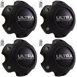 Ultra Motorsports Wheels Flat Black Wheel Center Cap Caps # 89-9765 (4 CAPS) 6 LUG