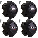 Ultra Motorsports Wheels Xtreme Flat Black Center Caps # 89-9765SBX / 883S02 (4 CAPS) 6 LUG