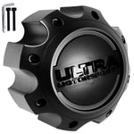 Ultra Wheels Satin Black / Black Logo Wheel Center Cap # 89-9782SBB (1 CAP) NEW + BOLTS