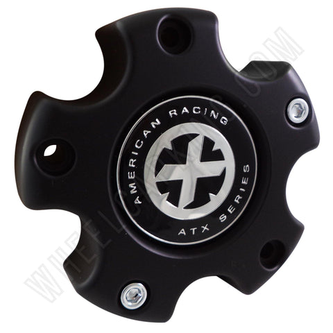 American Racing ATX Wheels Flat Black Custom Wheel Center Caps # CAP M-733 / AX845L121 (4 CAPS) - Wheelcapking