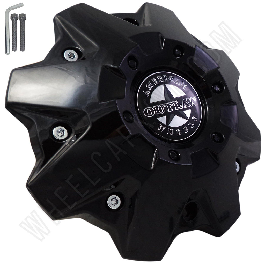 【中古】 United States of America UnitedStatesOfAmerica 1-American Outlaw Matte Black Wheel Rim Hub Cover 8 LUG