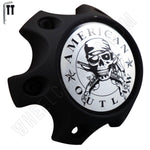 American Outlaw Wheels Flat Black / Chrome Custom Wheel Center Caps # BC-788S (4 CAPS) - Wheelcapking