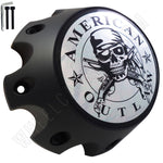American Outlaw Wheels Flat Black / Chrome logo Custom Wheel Center Caps # BC-790HS (1 CAP) - Wheelcapking