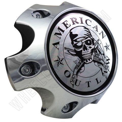 American Outlaw Wheels Chrome Custom Wheel Center Caps # BC-786 (4 CAPS) - Wheelcapking