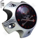 American Outlaw Wheels Chrome Black / Red Logo Custom Wheel Center Caps # BC-786S (1 CAP) - Wheelcapking