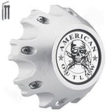 American Outlaw Wheels Silver Custom Wheel Center Caps # BC-867 (4 CAPS)